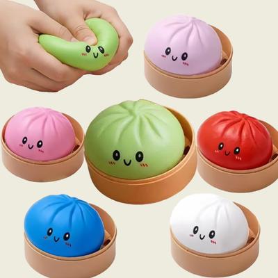 Realistic Giant Dumpling Squeeze Toy With Bamboo Steamer Soft Slow Rebound Sensory Squeeze Toy Relief Anxiety Fidget Stress Ball