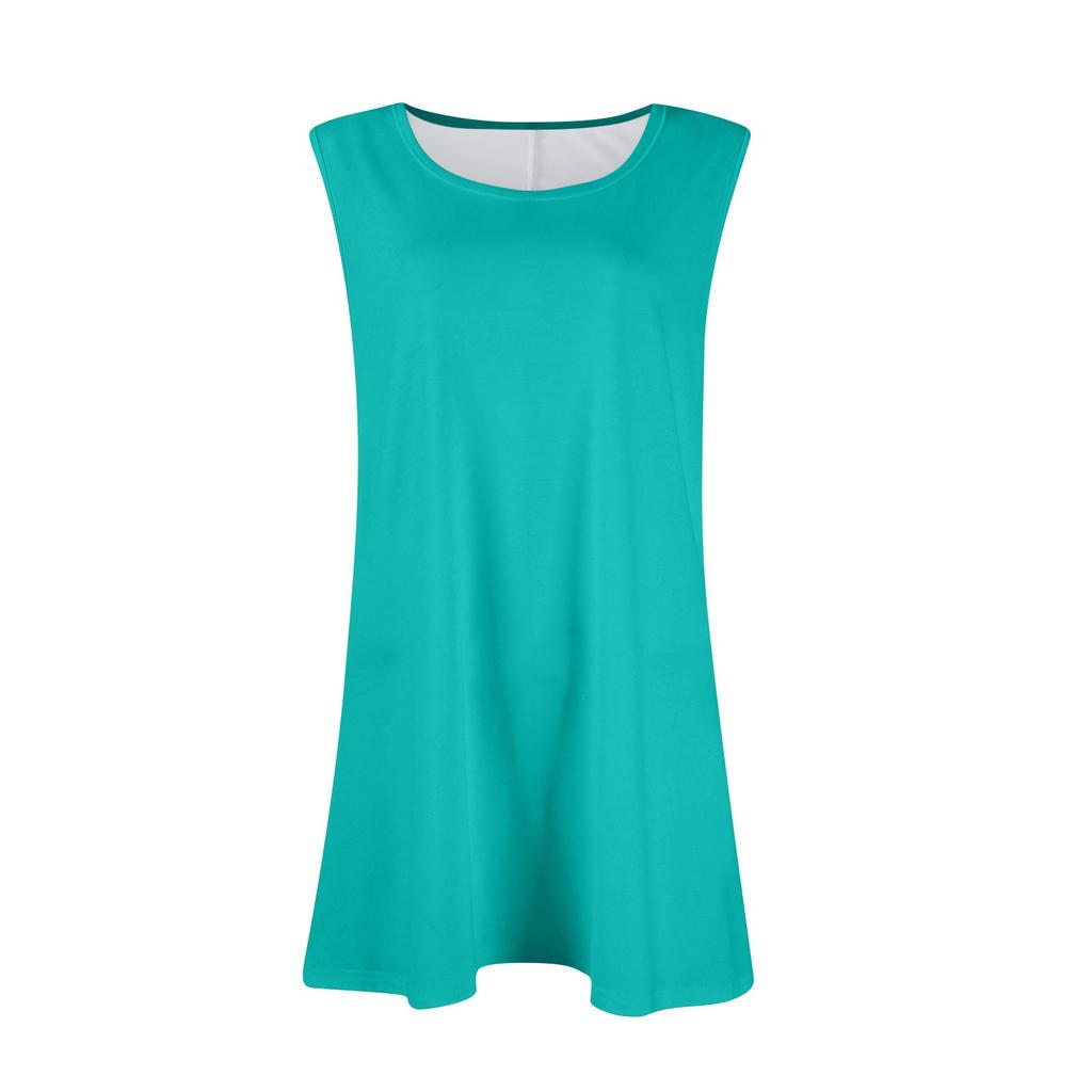 Damen Mode Große Größe Rundhals Ärmellos Lässig Farbe Locker Pullover Top