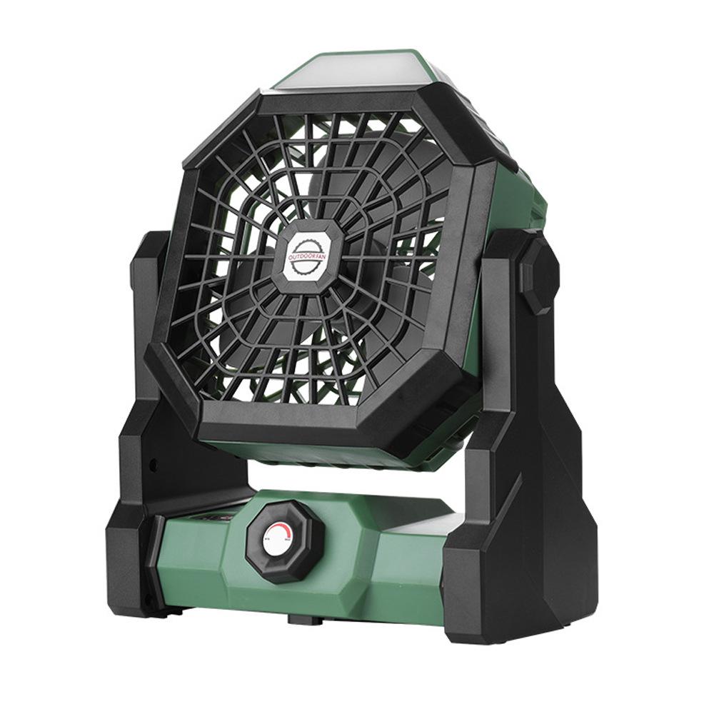 Portable Silent Camping Fan with Light & USB Charging - Large Capacity Outdoor & Fishing Oscillating Fan