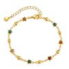 K Gold Plated Copper Turquoise Beaded Paperclip Chain Bohemian Women Anklet