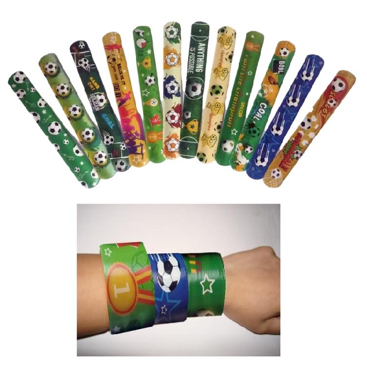 12Pcs Soccer Glove Pattern Slap Bracelets Kids Wristband Football Snap Bracelet