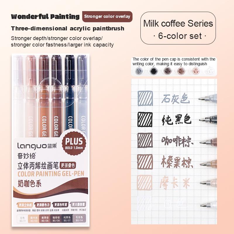 Languo Three-Dimensional Effect Acrylic Painting Gel Pens Set 1.0mm 3D Acrylic Paint Markers Pens Color Drawing Pen Art Supplies