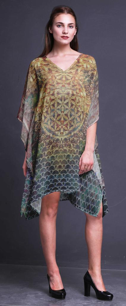 Phagun Short Caftan Midi Dress Beach Swimwear Cover Up Womens Kaftan-4X-5X