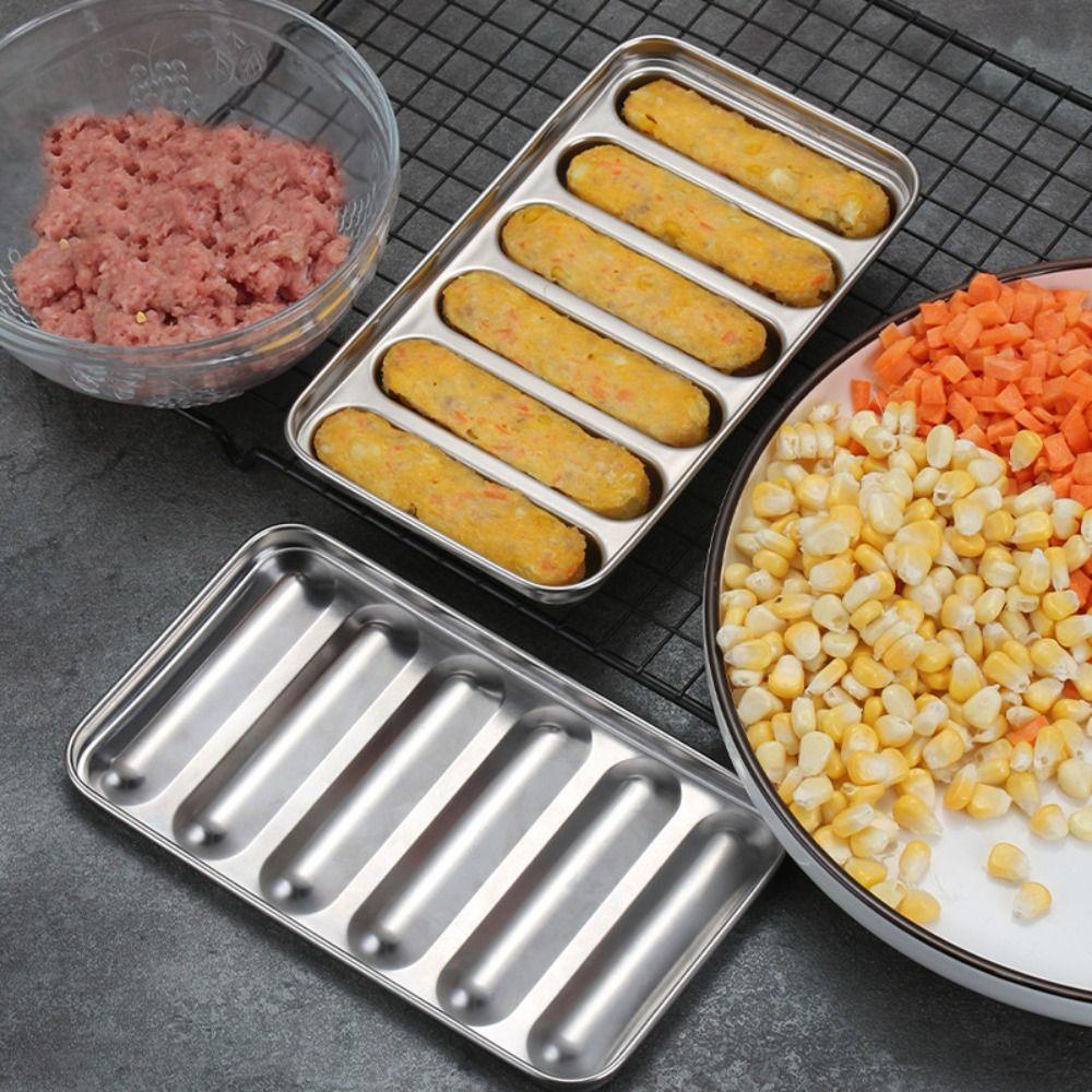 Household Homemade DIY Stainless Steel 6-Cavity Meat Tool Sausage Mold Food Supplement Hotdog Maker