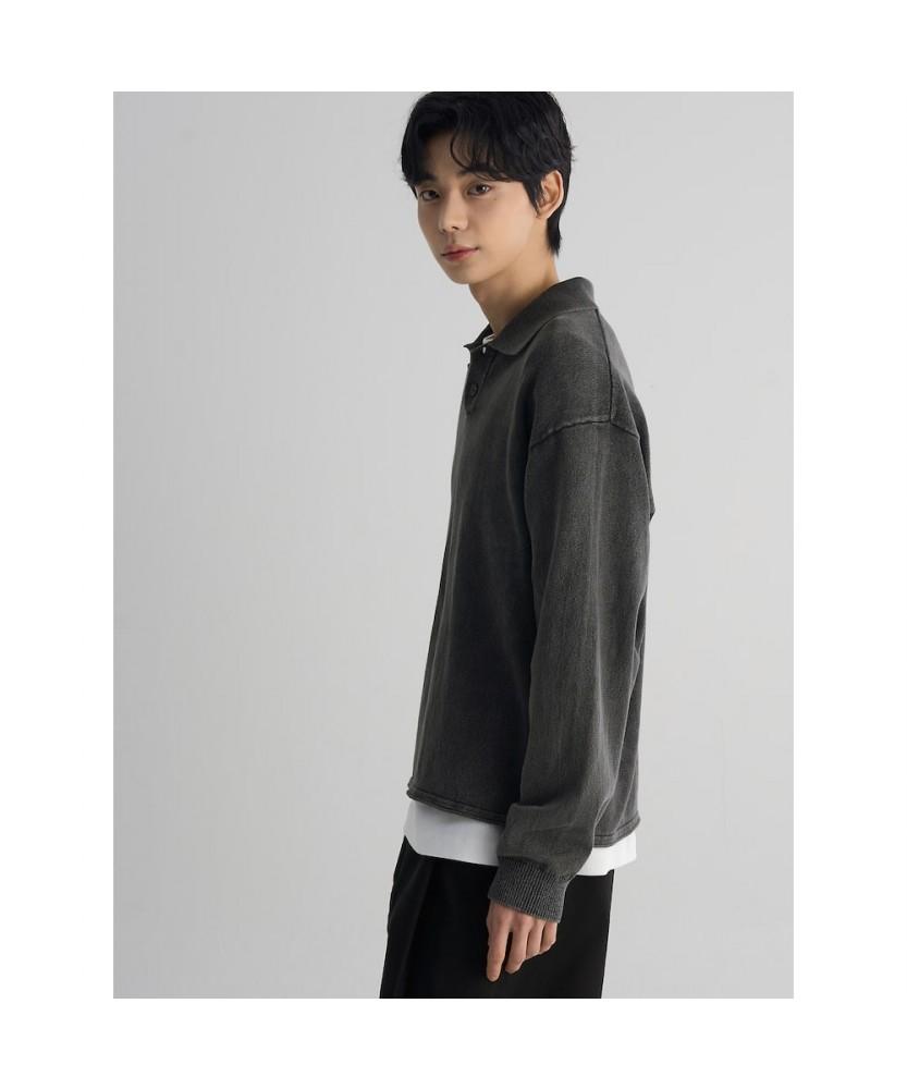 8SECONDS Garment Dyed Collared Neck Knit Ash