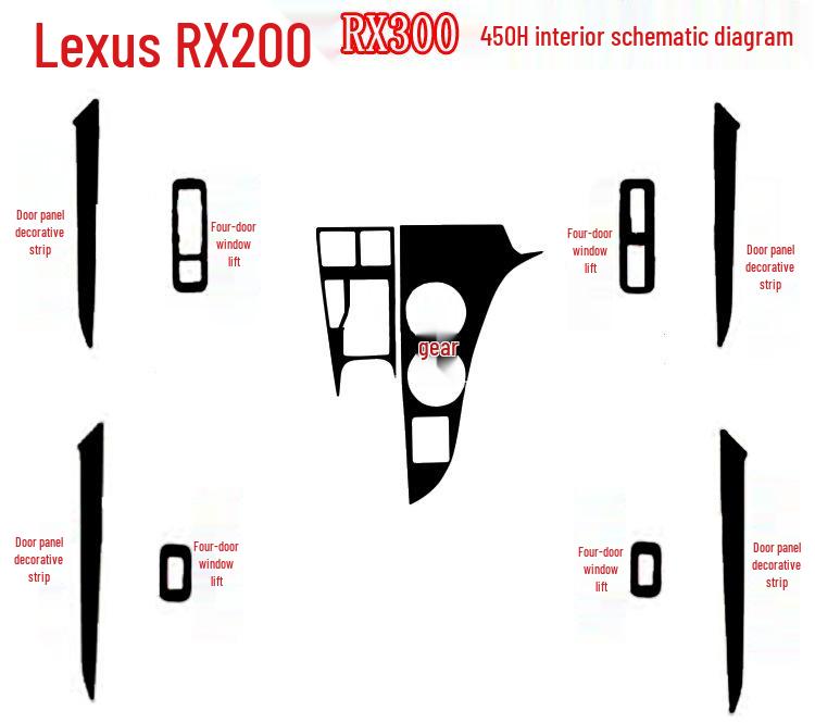 Lexus RX Carbon Fiber Gear Shift Sticker for RX200, RX300, RX450H Interior Enhancement