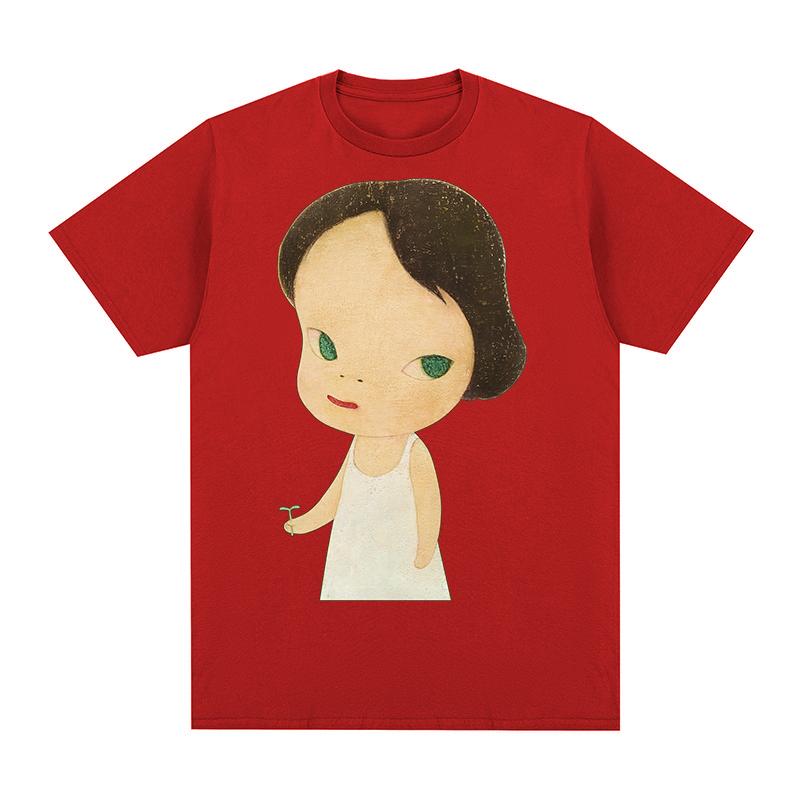 Yoshitomo Nara Flower Vintage Tshirt Japanese Anime Cotton Unisex T shirt New Tee Tshirt Womens Tops S