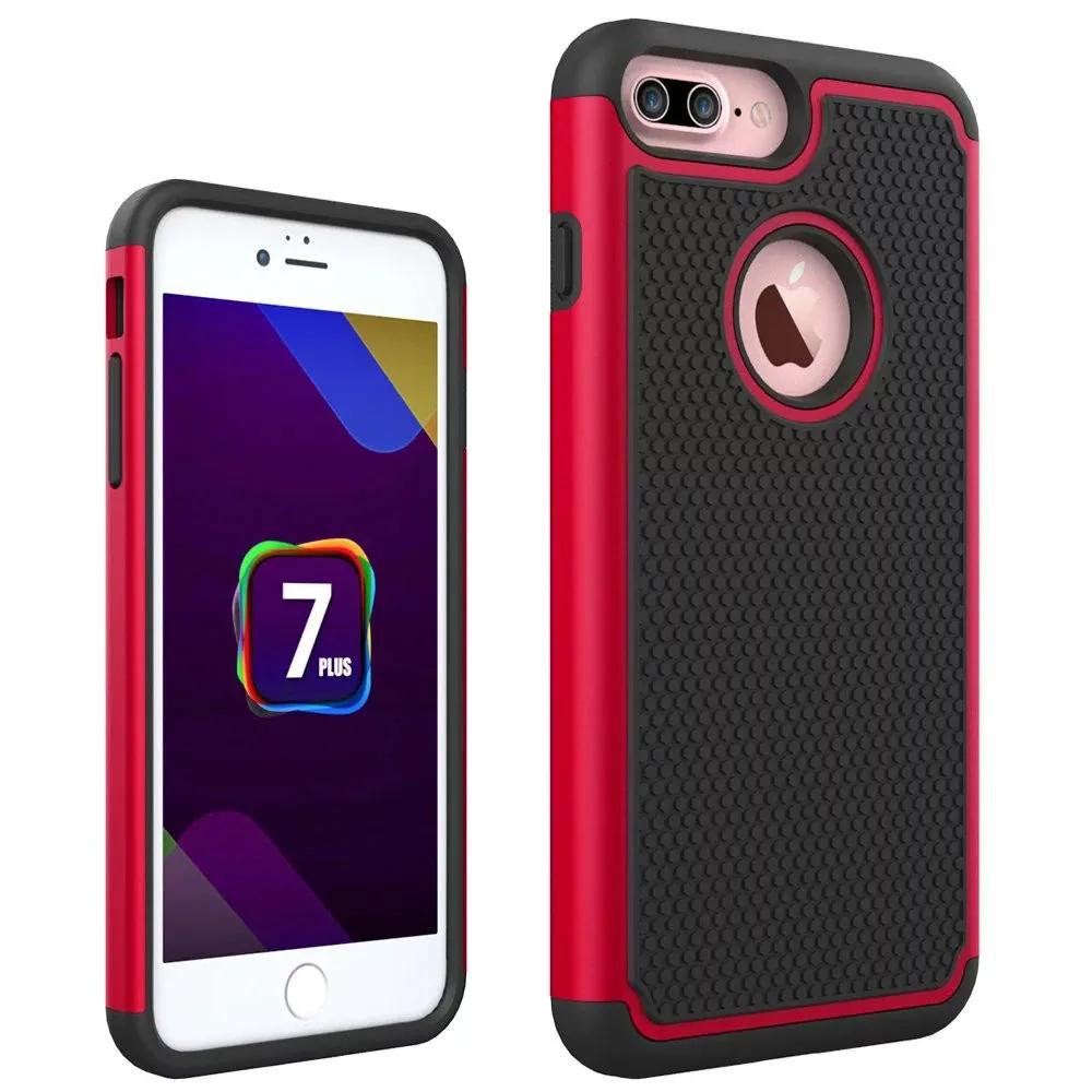Case for iPhone 6 6S 7 Plus,PC+TPU Dual Protection Full-Body Protect Case for iPhone 7 Shockproof Cover Shell w/Screen Protector