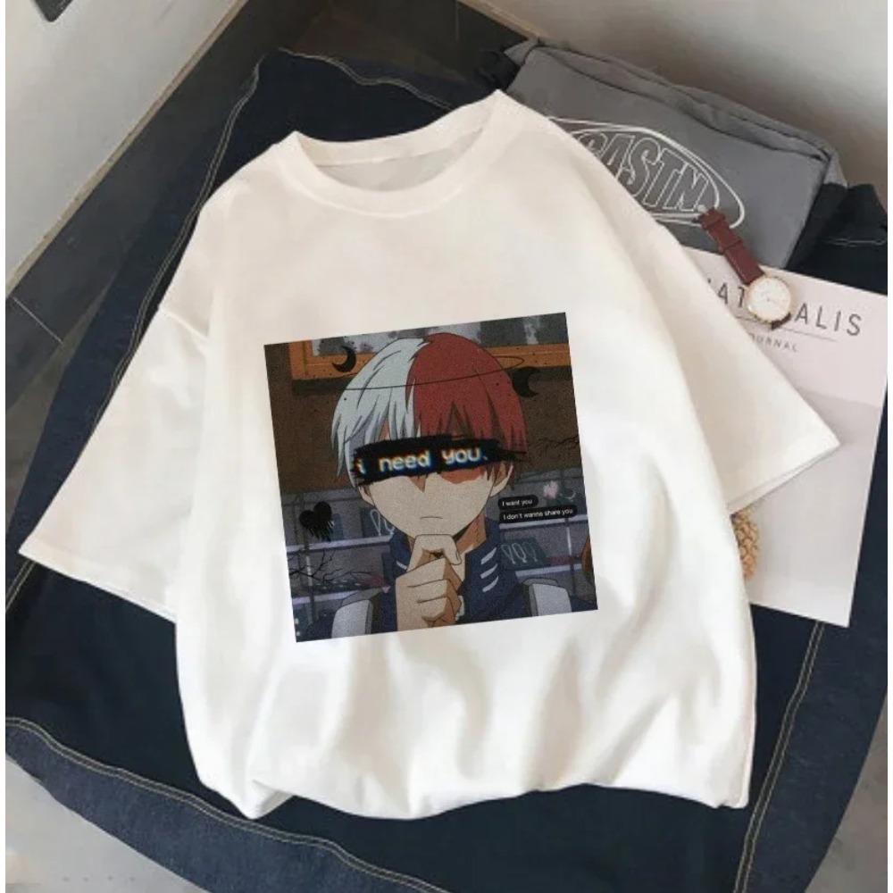 My Hero Academia Shoto Todoroki Manga Line Art T-Shirt, Unisex Anime Streetwear Tee, 100% Cotton Casual Short Sleeve Top