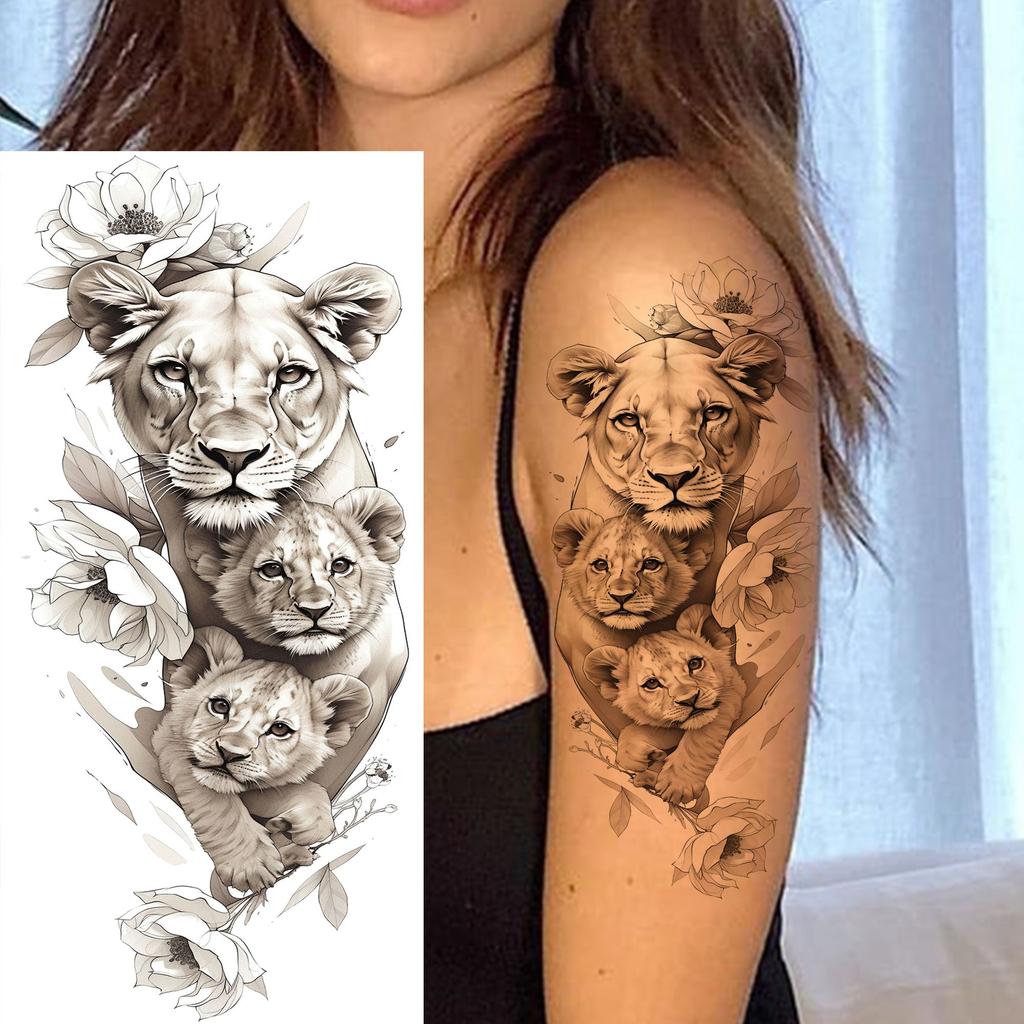 1 Sheet Sketch Flower Animals Temporary Tattoos For Women Long Lasting Waterproof Elephant Turtle Fake Tattoo Body Art Stickers
