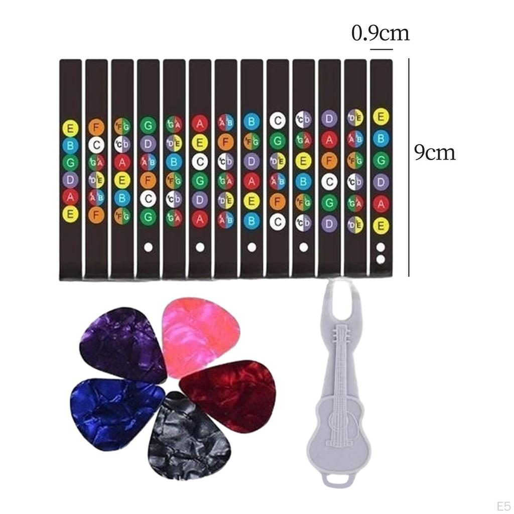 Easy Learning Guitar Fretboard Stickers and Picks: Master Your Musical