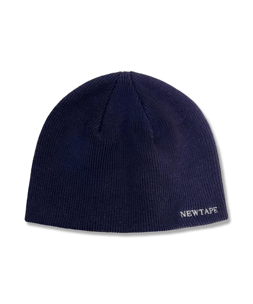 Nyuteib Oversized Lettering Cotton Short Beanie - Navy