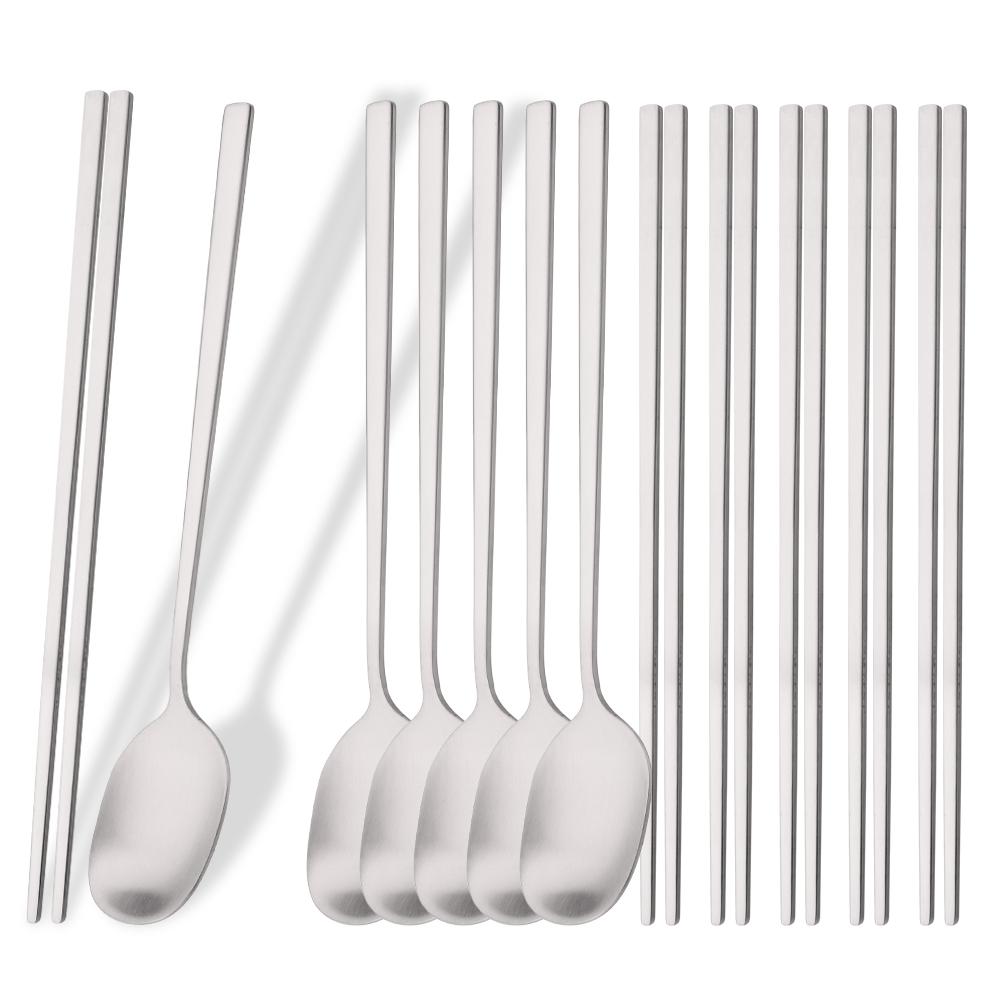 

Golden Matte Korean Tableware Set 12Pcs Luxury Cutlery Set Stainless Steel Dinnerware Spoon Chopsticks Flatware Cutlery Set срібний
