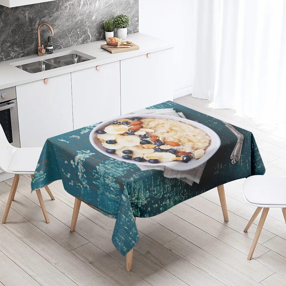 Food Print Tablecloth Stain Resistant Waterproof Rectangular  Kitchen Restaurant Table Decoration Home Decor
