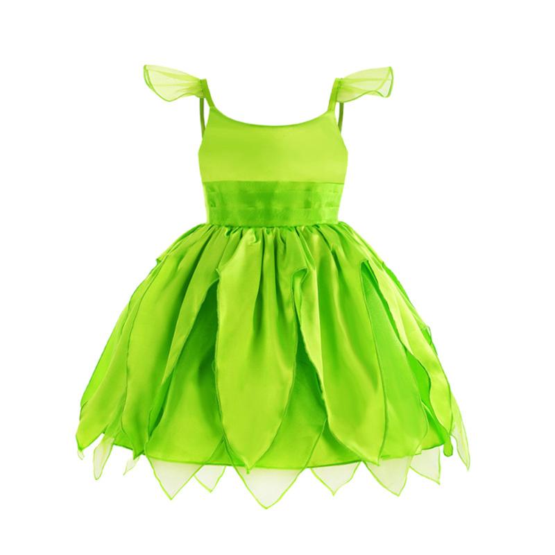 Baby Meisjes Fee Juffrouw Tinker Jurk Bretels Jurkje Elfen Cosplay Halloween Kostuum Kind Pixie Elf Carnaval Kleding Gewaden 12M(TAG 90) yellow
