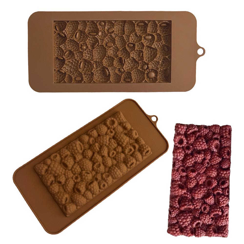 Shenhong Raspberry & Strawberry Chocolate Bar Silicone Mold for Christmas Mousse Cake Decoration