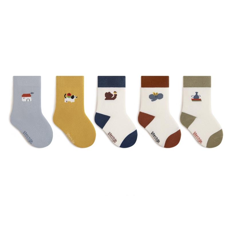 5Pairs/set Spring New Children s Socks For Babies Infants Cartoon Kids Socks Cartoon Multi-Color Sports Boys Socks For Baby Girls XL синий