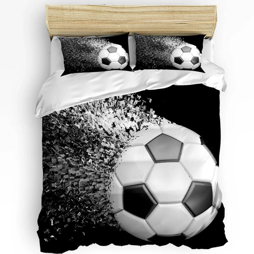 Set Biancheria da Letto 3 Pezzi Palloni da Calcio Campo da Calcio Tessile per la Casa Copripiumino Federa Set Copripiumino per Ragazzo Adolescente Ragazza