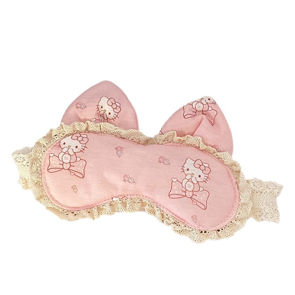 Maska na oczy z koronkowymi uszami kota Hello Kitty - Urocza, Wygodna i Łagodząca Zmęczenie