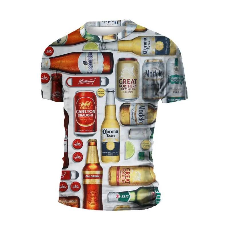 Men's Casual Short-Sleeved T-Shirt, 3D Poker King Pattern Top, Comfortable T-Shirt, Streetwear