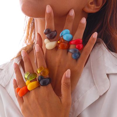 Jewelry Design Color Transparent Water Drop Hug Ring, Simple Wind Geometric Ring