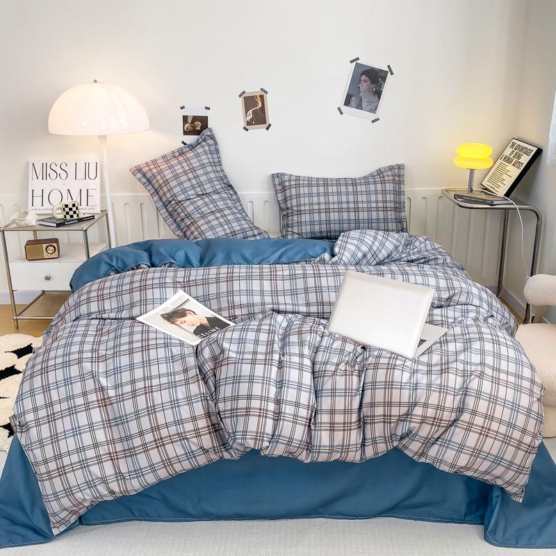 Washed Cotton Bedding Four-piece Set, Quilt Cover, Bed Sheet, Dormitory Three-piece Set