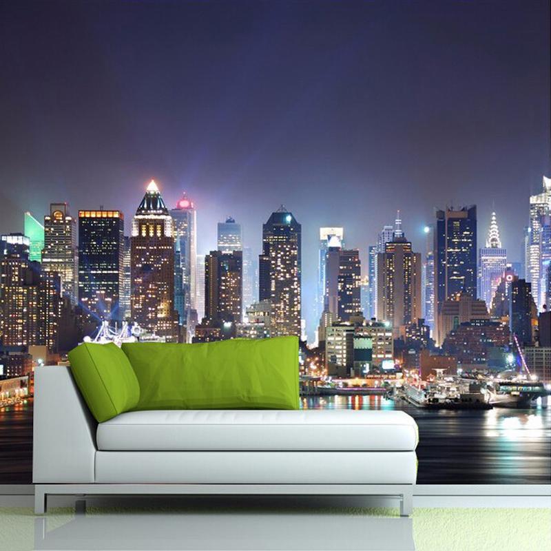 Free Shipping Custom 3D Wall Mural Wallpapers Modern City Night Views For Bedroom Living Room Sofa Backdrop Wall Contact Paper