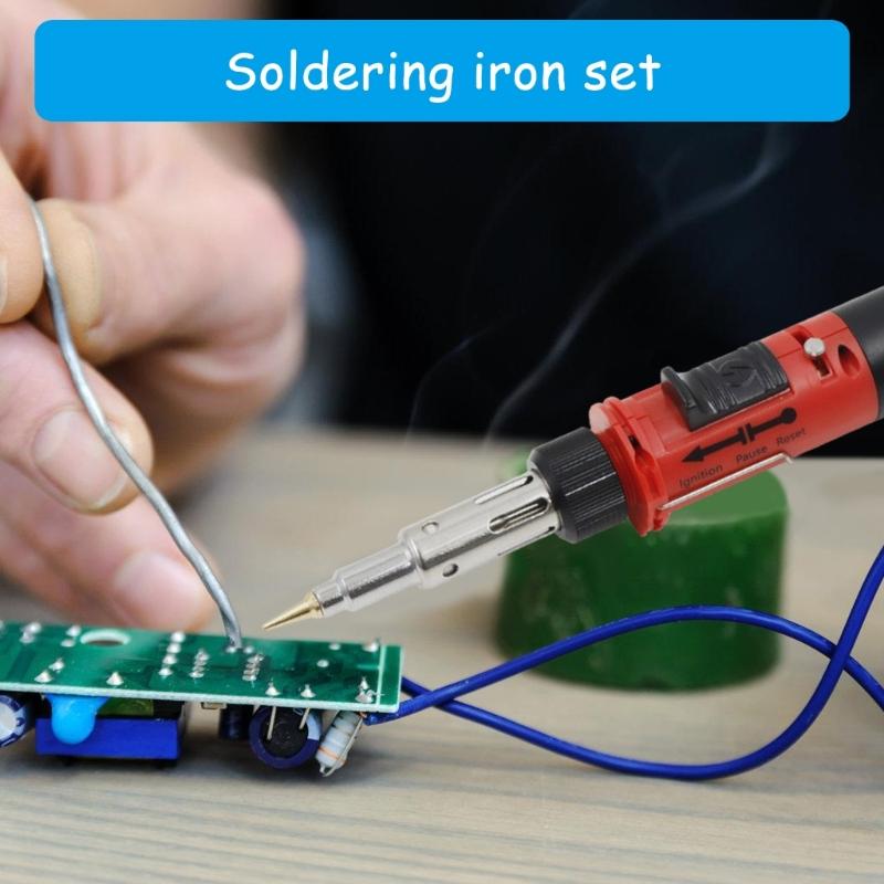 Soldering Iron Set,12 in 1 Cordless Butanes Gas Soldering Iron Temperature Adjustable Welding Torches Tool