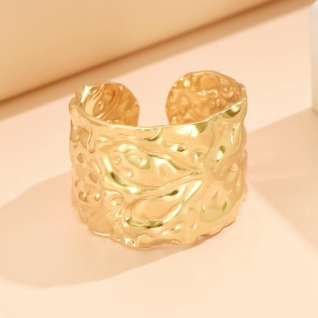 Baroque Leaf 18K Gold-Plated Stainless Steel Ring