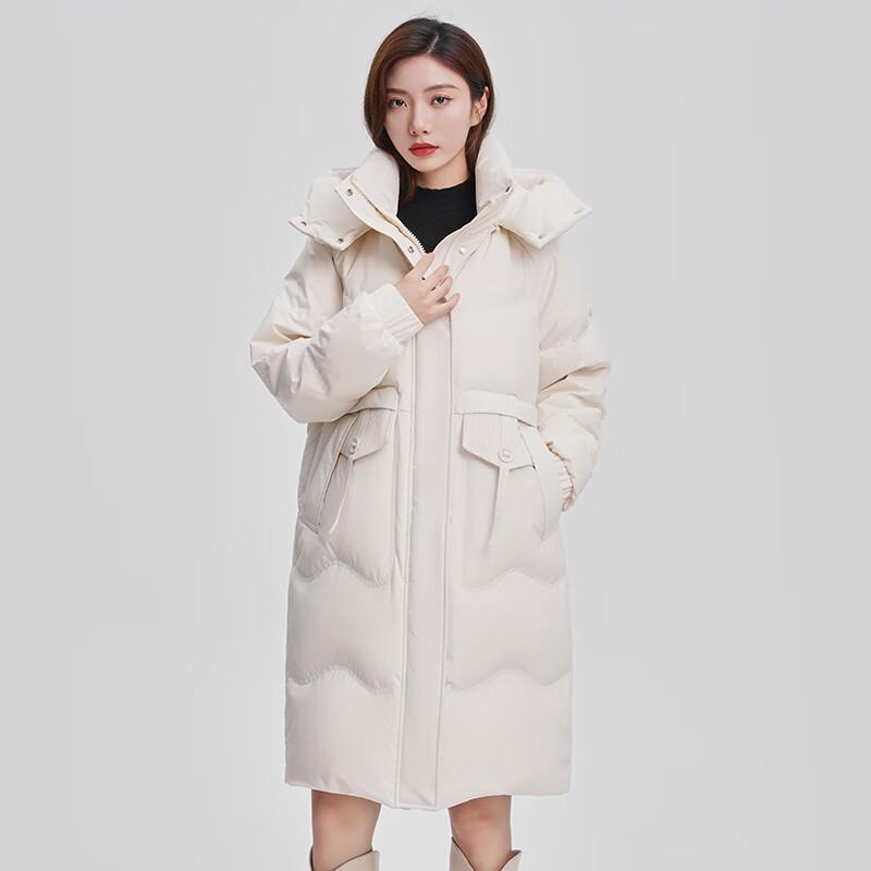 Yalu Women s Mid-Length Down Jacket with Detachable Hood XL