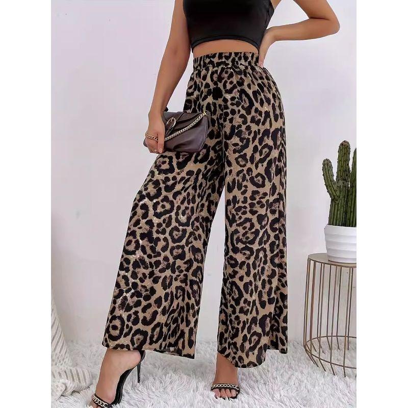 Leopard Print High Printed Wide Leg Pants Leopard Print Print High Waist Loose Pants