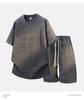 Trendy Men's Summer Jacquard Short Sleeve Round Neck T-shirt Set