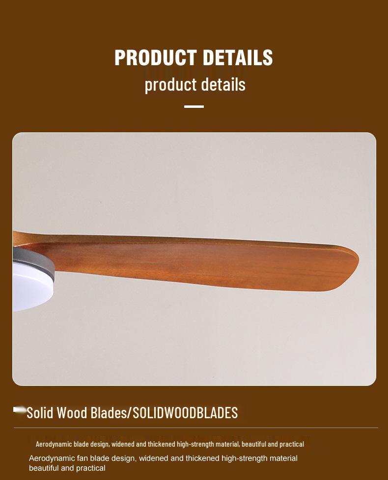 Mid-Century Retro Silent Ceiling Fan Light with Solid Wood Style and Full Spectrum Eye Protection for Bedroom, Living Room, or Dining Room.