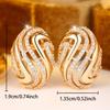 Luxury Gold Color Twisted Wave Shape White Zircon Paved Hollow Huggie Hoop Earrings for Women Gift
