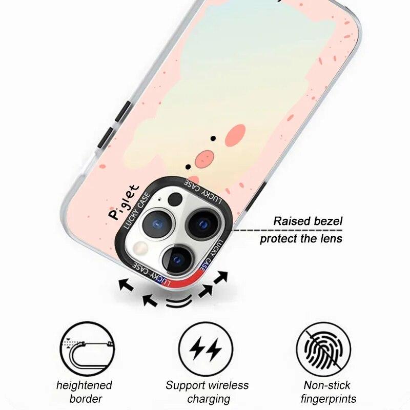 Cute Pig Phone Case For iPhone 15 Case iPhone 11 12 13 14 Pro Max 7 8 15 Plus XR XS X SE Shockproof Soft Gradient Laser Cover