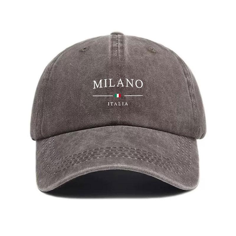 

Milano Style Vintage Washed Cotton Baseball Cap Adjustable Distressed Trucker Hat for Men Women Urban City Fashion Cotton Cap темно-сірий колір