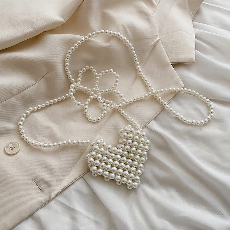 Trendy Mini Children s Crossbody Bag With Adorable Pearl Heart Design For Girls Pearl Heart
