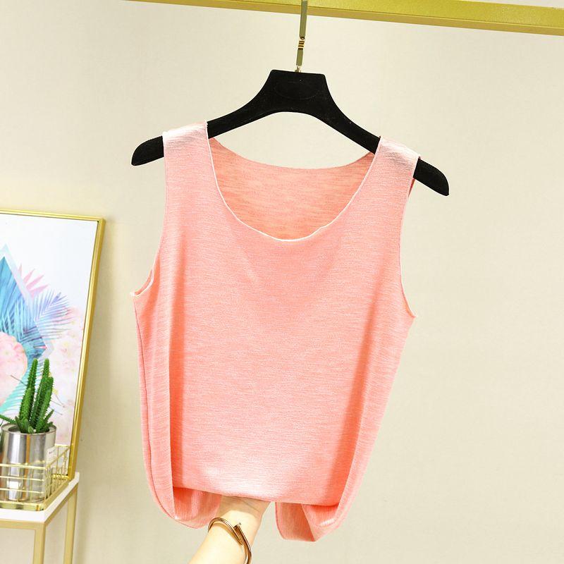 

Весна и Лето Майка из Чистого Хлопка Женская Большого Размера Свободная Уличная Универсальная Модальная Майка Без Рукавов Внутренний Базовый Топ Pink M (recommended 40.00 kg-50.00 kg