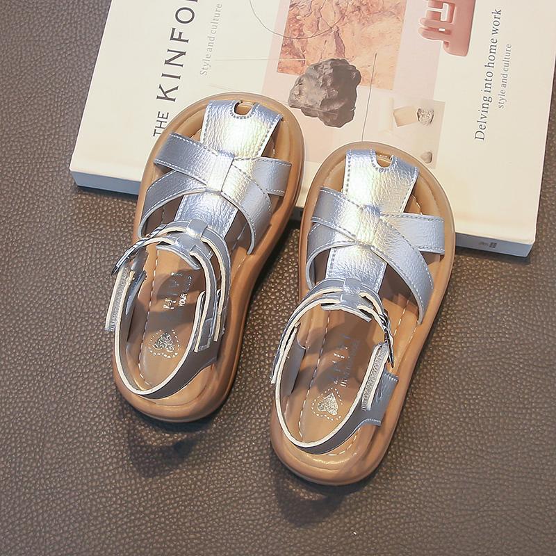 Children'S Closed-Toe Roman Style Sandals High-Top Children'S Summer Beach Shoes Soft Sole Non-Slip Girls' Casual Flat Sandals