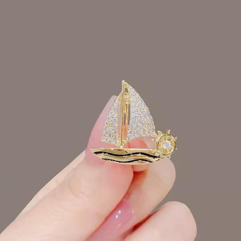 Diamond-Encrusted  Accessories For High-End Women'S Delicate Sailing Corsage Pins