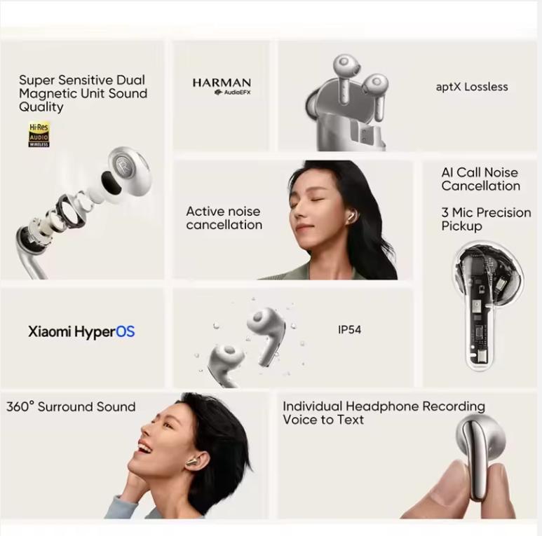 Original Xiaomi Buds 5 Earphone TWS AI Active Noise Cancelling HiFi Wireless Bluetooth Sound Recording Headphone Lossless Audio
