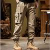 2024 New Winter Cargo Pants Men Multi-Pockets Drawstring Fleece Liner Thick Warm Overalls Joggers Casual Cotton Thermal Trousers