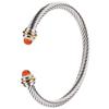 Women's Stainless Steel Wire Bracelet with Black/White Beads, Turquoise Crystals, and Pearl Accents