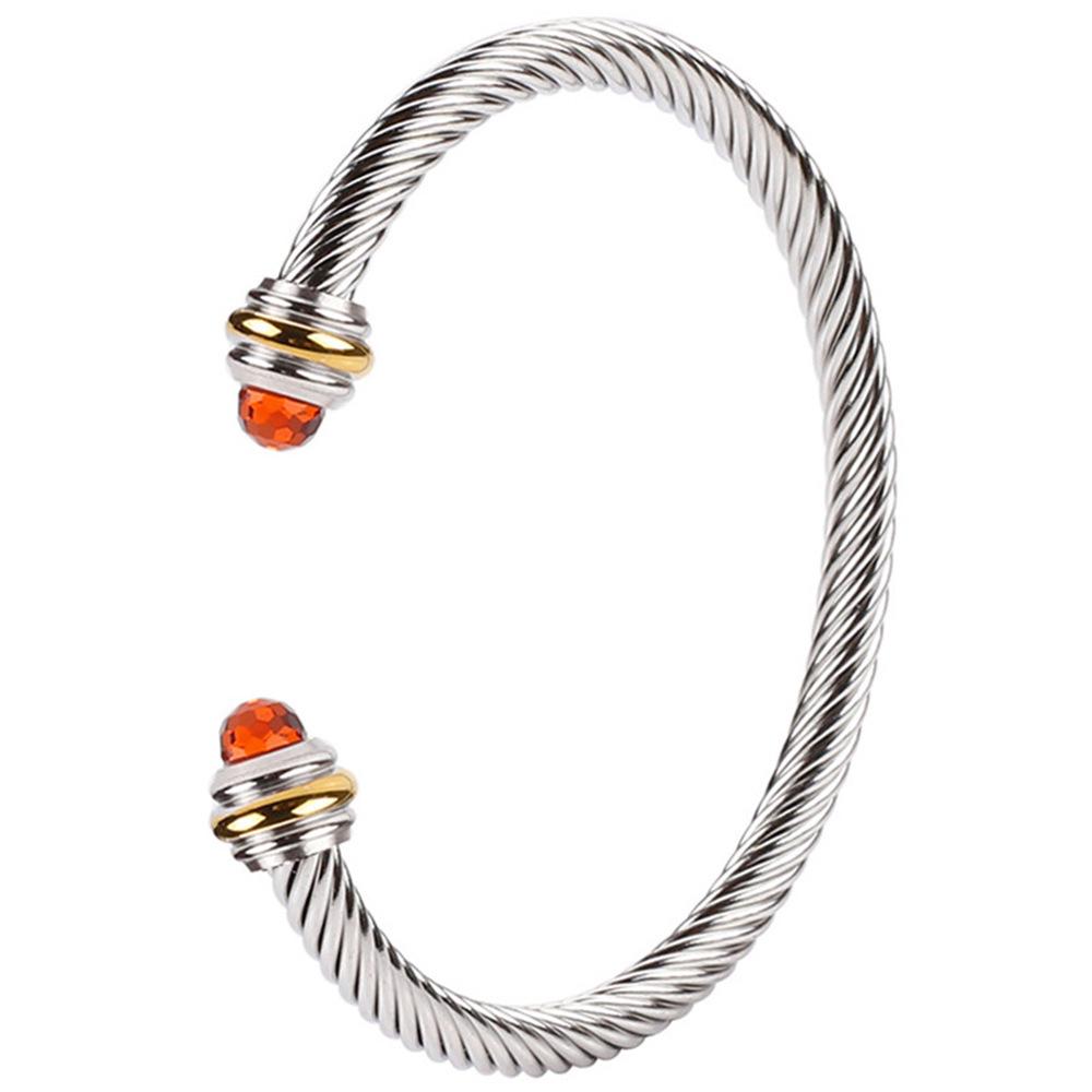 Women's Stainless Steel Wire Bracelet with Black/White Beads, Turquoise Crystals, and Pearl Accents
