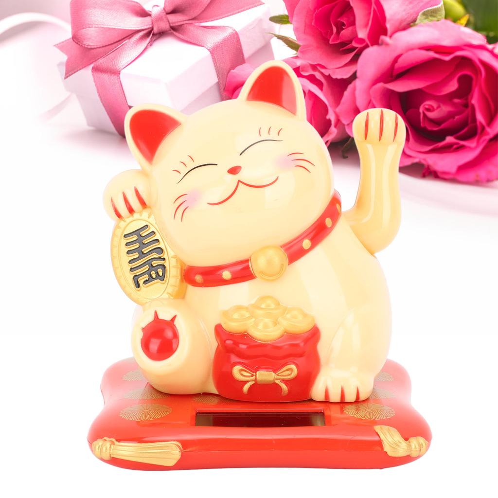 3.5in Fortune Cat Solar Powered Waving Cat Display Decoration for Desktop Home Entrance Car