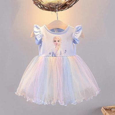 Sommerkollektion 2025: Elsa Frozen Mesh Prinzessinnenkleid für Mädchen