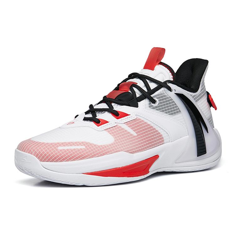 New Anta Swoosh 2.0 Anti Slip Wear Resistant Low Top Performance Basketball Shoes Men's White Red Black 112231606-4
