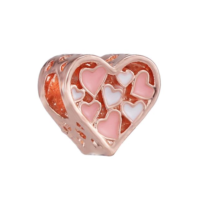 4pcs Sale Romantic Style Enamel Love Heart Charms Beads Fit Original Bracelets Necklaces For Women Girlfriend Jewelry Making