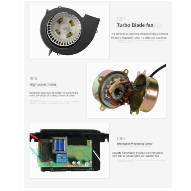 Automatic Induction Sense Hand Dryer Shopping Mall Wall-Mounted Hot Air Drying Machine Household Toilet Hand Drying Device