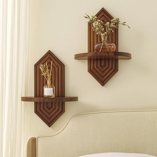 Solid Wood Wall Shelf, Thickened Storage Shelf for Small Plants, Decorative Aromatherapy Holder Shelf for Home Decor